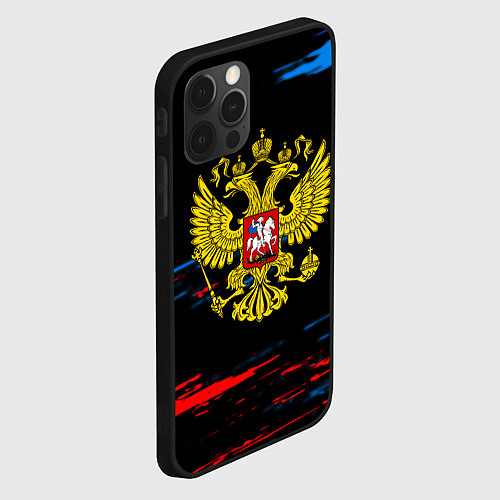 Чехол iPhone 12 Pro Max Герб РФ краски / 3D-Черный – фото 2