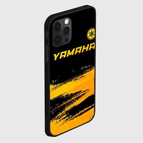 Чехол iPhone 12 Pro Max Yamaha - gold gradient: символ сверху / 3D-Черный – фото 2