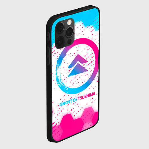 Чехол iPhone 12 Pro Max Ghost of Tsushima neon gradient style / 3D-Черный – фото 2