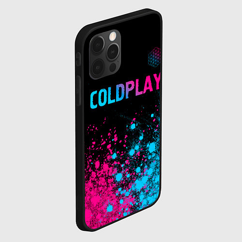 Чехол iPhone 12 Pro Max Coldplay - neon gradient: символ сверху / 3D-Черный – фото 2