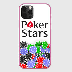 Чехол для iPhone 12 Pro Max Poker - игра для удачливых, цвет: 3D-малиновый