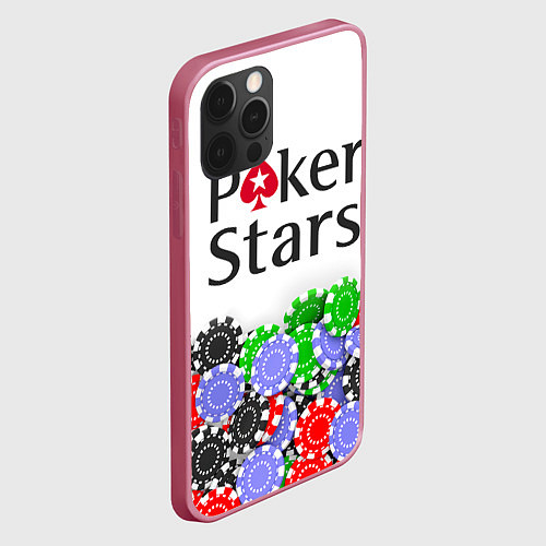 Чехол iPhone 12 Pro Max Poker - игра для удачливых / 3D-Малиновый – фото 2