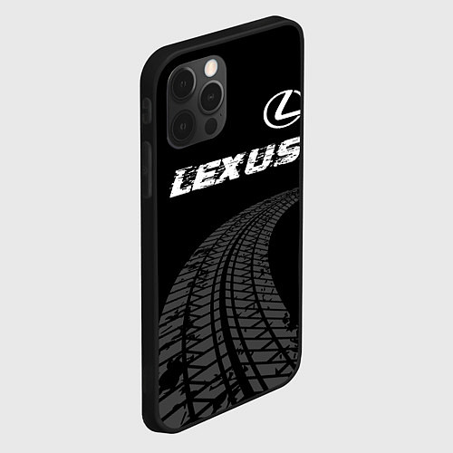 Чехол iPhone 12 Pro Max Lexus speed на темном фоне со следами шин: символ / 3D-Черный – фото 2