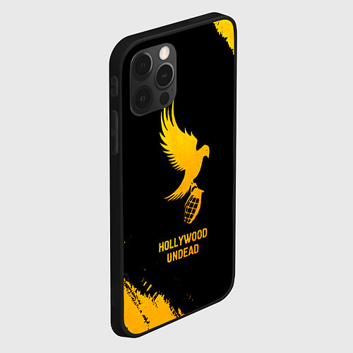 Чехол iPhone 12 Pro Max Hollywood Undead - gold gradient / 3D-Черный – фото 2