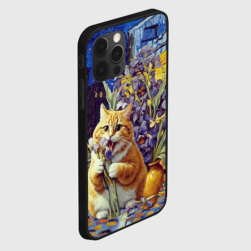 Чехол iPhone 12 Pro Max Толстый рыжий кот Ван Гога / 3D-Черный – фото 2