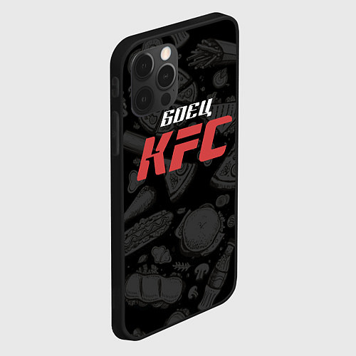 Чехол iPhone 12 Pro Max Боец KFC на фоне бургеров / 3D-Черный – фото 2