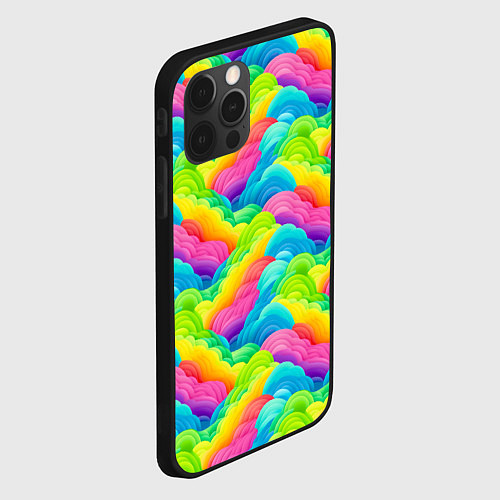 Чехол iPhone 12 Pro Max Разноцветные облака из бумаги паттерн / 3D-Черный – фото 2