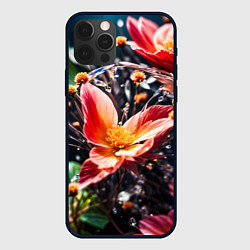 Чехол для iPhone 12 Pro Max Красный цветок капли, цвет: 3D-черный