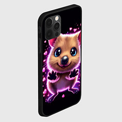 Чехол для iPhone 12 Pro Max Квокка улыбака с розовыми сердечками, цвет: 3D-черный — фото 2