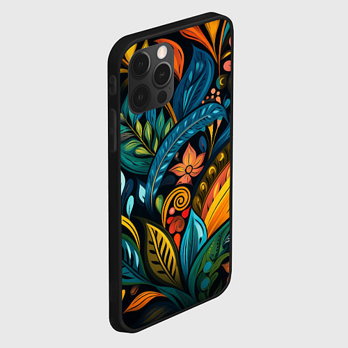 Чехол iPhone 12 Pro Max Растительный узор в бразильском стиле / 3D-Черный – фото 2