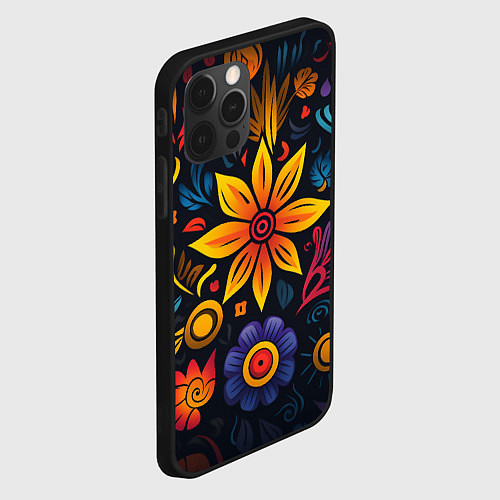 Чехол iPhone 12 Pro Max Растительный узор в латино-американском стиле / 3D-Черный – фото 2