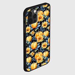 Чехол для iPhone 12 Pro Max Паттерн тыквы и цветы, цвет: 3D-черный — фото 2