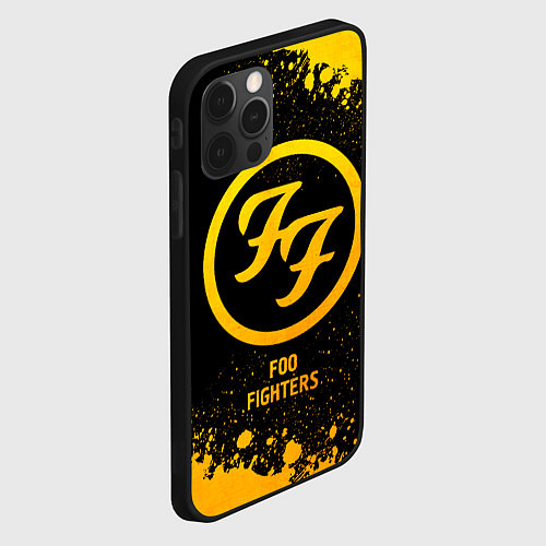 Чехол iPhone 12 Pro Max Foo Fighters - gold gradient / 3D-Черный – фото 2