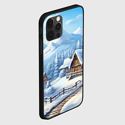 Чехол для iPhone 12 Pro Max Новогодняя зимняя деревня, цвет: 3D-черный — фото 2