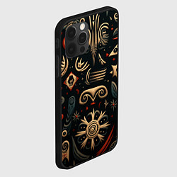 Чехол для iPhone 12 Pro Max Абстрактный узор в славянском стиле на тёмном фоне, цвет: 3D-черный — фото 2