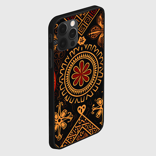 Чехол iPhone 12 Pro Max Орнамент в славянском стиле на тёмном фоне / 3D-Черный – фото 2