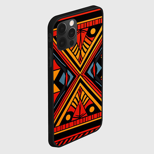 Чехол iPhone 12 Pro Max Геометрический узор в африканском стиле / 3D-Черный – фото 2