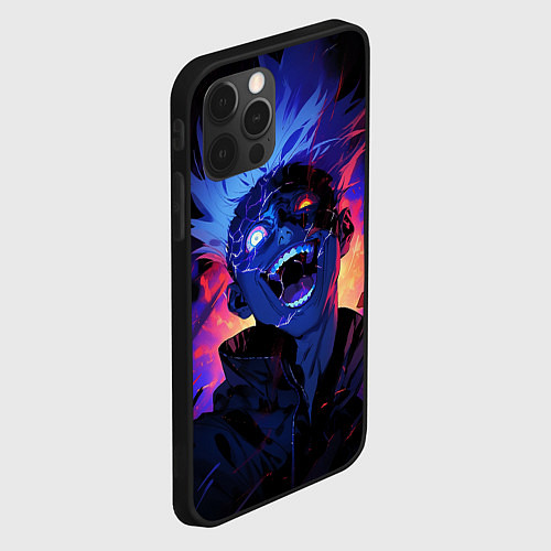 Чехол iPhone 12 Pro Max Сатору Годжо в безумии - Магическая битва / 3D-Черный – фото 2