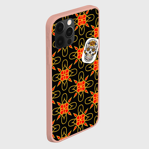 Чехол iPhone 12 Pro Max Радужный цветочный череп / 3D-Светло-розовый – фото 2