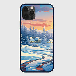 Чехол для iPhone 12 Pro Max Новогодний пейзаж зимний, цвет: 3D-черный