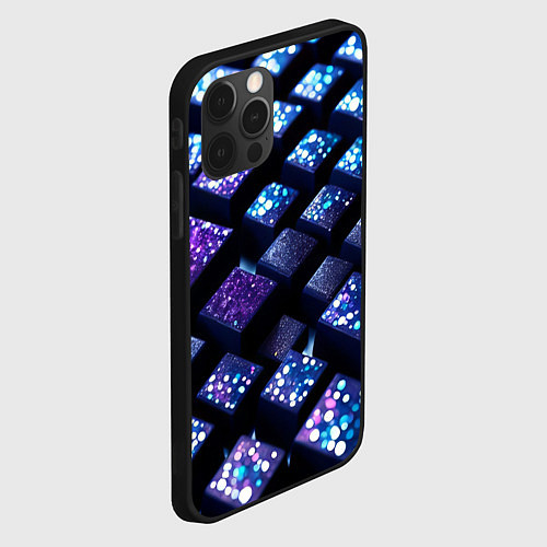 Чехол iPhone 12 Pro Max Цветные объёмные кубики - нейросеть / 3D-Черный – фото 2