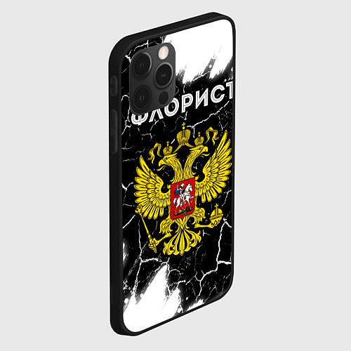 Чехол iPhone 12 Pro Max Флорист из России и герб РФ / 3D-Черный – фото 2