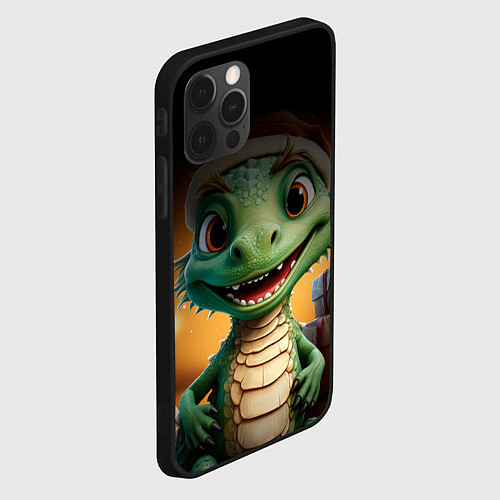 Чехол iPhone 12 Pro Max Новогодний 2024 дракон / 3D-Черный – фото 2
