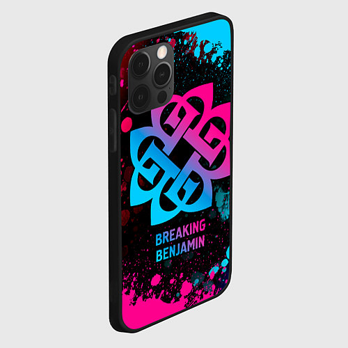 Чехол iPhone 12 Pro Max Breaking Benjamin - neon gradient / 3D-Черный – фото 2