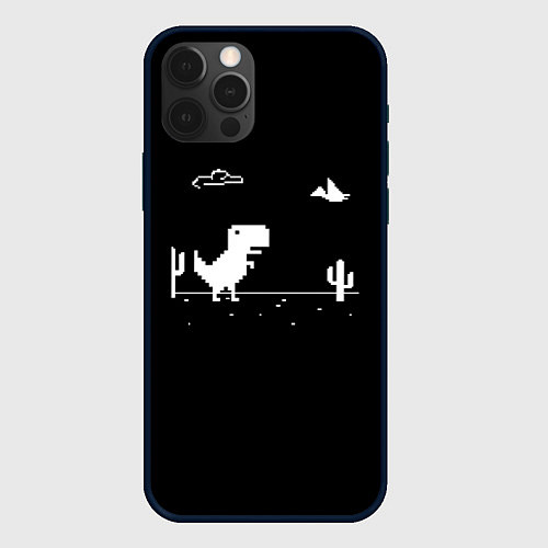 Чехол iPhone 12 Pro Max Динозавр гугл хром Dino / 3D-Черный – фото 1