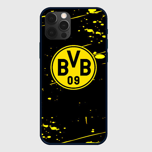 Чехол iPhone 12 Pro Max Borussia yellow splash / 3D-Черный – фото 1