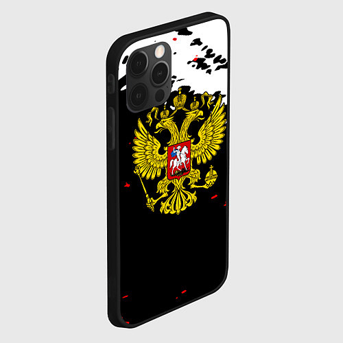 Чехол iPhone 12 Pro Max Герб РФ в красках / 3D-Черный – фото 2