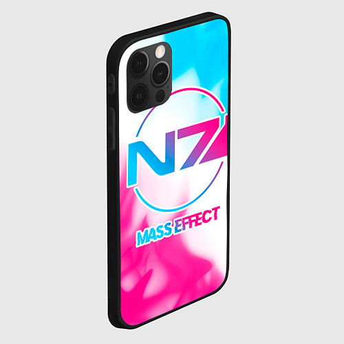 Чехол iPhone 12 Pro Max Mass Effect neon gradient style / 3D-Черный – фото 2