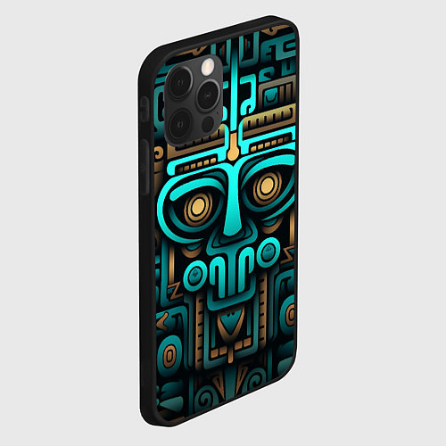 Чехол iPhone 12 Pro Max Орнамент в ацтекском стиле / 3D-Черный – фото 2