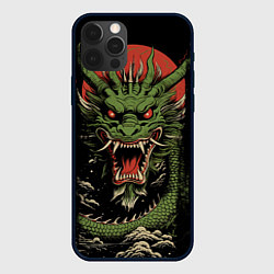Чехол для iPhone 12 Pro Max Зеленый дракон с открытой пастью, цвет: 3D-черный