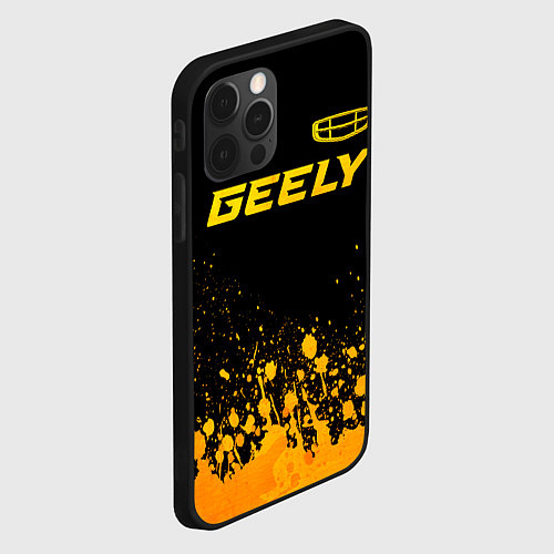 Чехол iPhone 12 Pro Max Geely - gold gradient посередине / 3D-Черный – фото 2