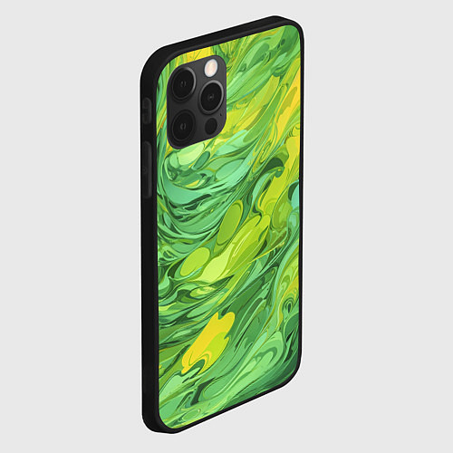 Чехол iPhone 12 Pro Max Зелено желтая краска / 3D-Черный – фото 2