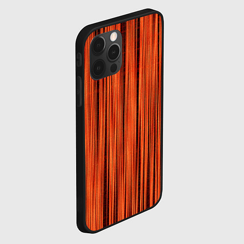Чехол iPhone 12 Pro Max Абстрактные полосы красно-оранжевый / 3D-Черный – фото 2