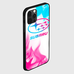 Чехол для iPhone 12 Pro Max Subaru neon gradient style, цвет: 3D-черный — фото 2