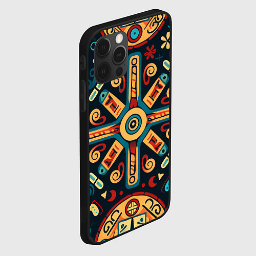 Чехол iPhone 12 Pro Max Симметричный орнамент в славянском стиле / 3D-Черный – фото 2