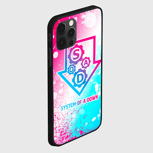 Чехол iPhone 12 Pro Max System of a Down neon gradient style / 3D-Черный – фото 2