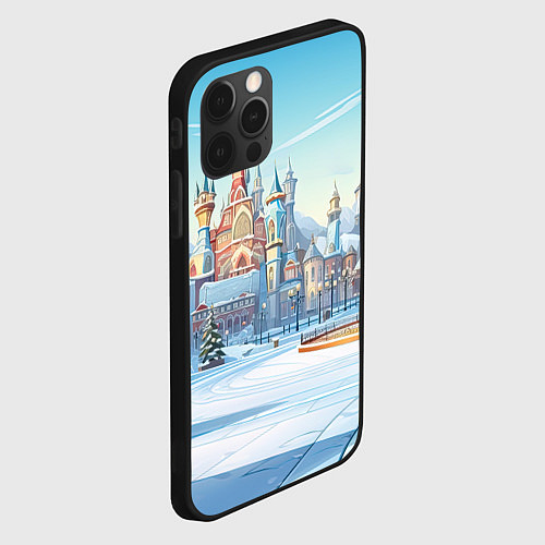 Чехол iPhone 12 Pro Max Новогодний городской пейзаж / 3D-Черный – фото 2