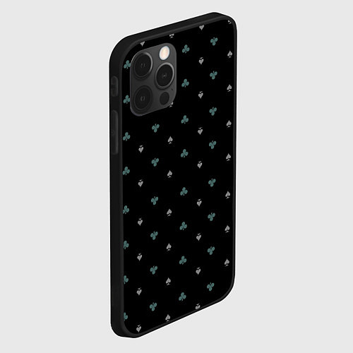 Чехол iPhone 12 Pro Max Карточные масти на чёрном фоне / 3D-Черный – фото 2
