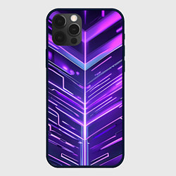 Чехол iPhone 12 Pro Max Фиолетовые неон полосы киберпанк