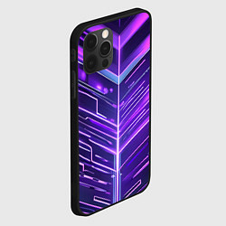 Чехол для iPhone 12 Pro Max Фиолетовые неон полосы киберпанк, цвет: 3D-черный — фото 2