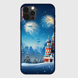 Чехол для iPhone 12 Pro Max Новогодняя Москва, цвет: 3D-черный