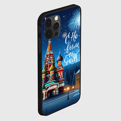 Чехол iPhone 12 Pro Max Москва новогодняя / 3D-Черный – фото 2