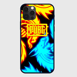 Чехол для iPhone 12 Pro Max PUBG dgragon flame steel, цвет: 3D-черный