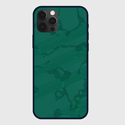 Чехол для iPhone 12 Pro Max Серо-зеленые разводы, цвет: 3D-черный