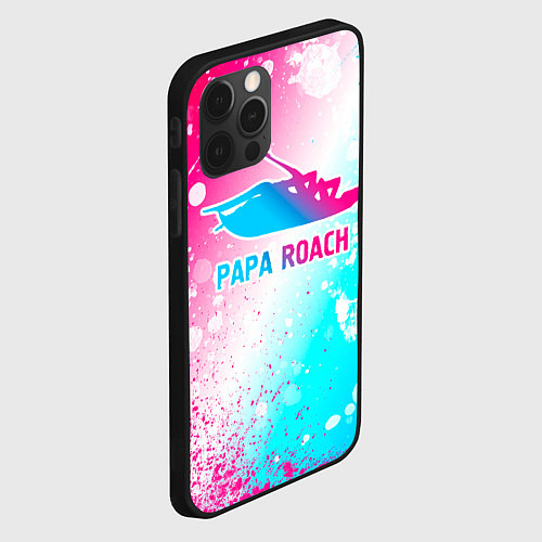 Чехол iPhone 12 Pro Max Papa Roach neon gradient style / 3D-Черный – фото 2