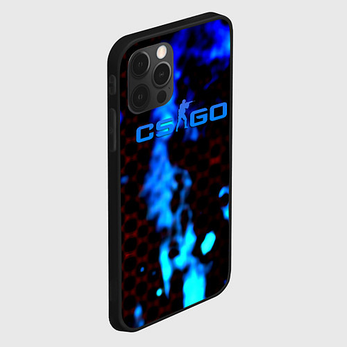 Чехол iPhone 12 Pro Max CS GO синий огонь сталь / 3D-Черный – фото 2